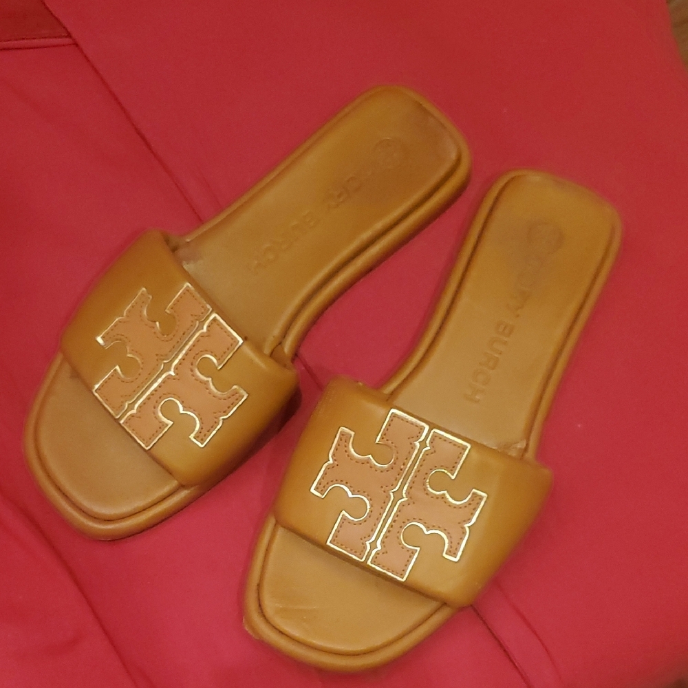 TORY BURCH Size 8 Tan Slide Sandals